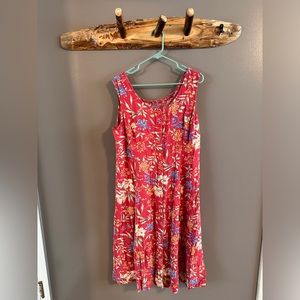 Vintage Red Floral Midi Dress